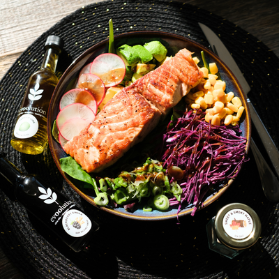 Lime and Blackberry Salad with Sweet & Smoky Maple Salmon