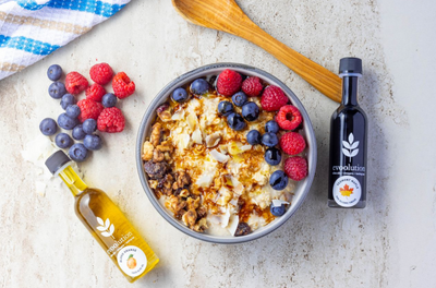 Oatmeal Bowls with Blood Orange Olive Oil and Vermont Maple Balsamic