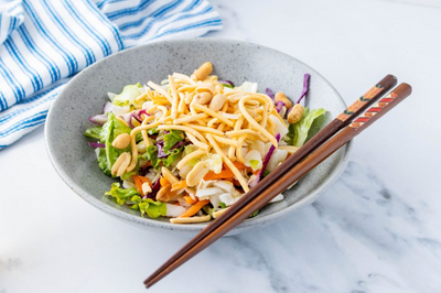 Crunchy Asian Slaw with Cilantro & Roasted Onion Olive Oil and Tangerine Balsamic