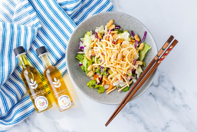 Crunchy Asian Slaw with Cilantro & Roasted Onion Olive Oil and Tangerine Balsamic